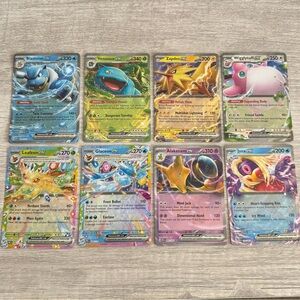 Pokemon Trading Cards Set - Blue, Green, Yellow, Pink Highlights